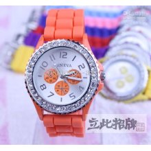 Luxury Diamond Geneva Watch Unisex Jelly Rubber Fashion 3 Three Eyes