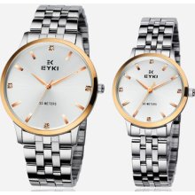 Luxury Gold Eyki Men's Women's Gift Stainless Steel Quartz Analog Wrist Watch