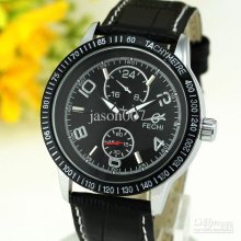 Luxury Men's Automatic Tachymeter Watches Sports Wristwatches Leathe