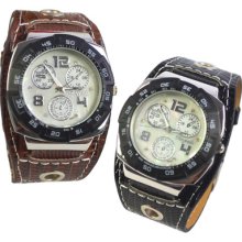 Luxury Quality Leather Strap Casual Sport Men Quartz Wrist Watch 2 Colors A1209