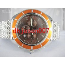 Luxury Quartz Superocean Chronograph Watch Dive Brown Dial Mens Watc