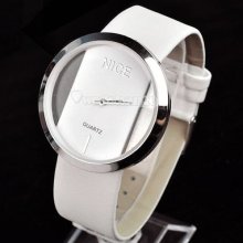 Luxury Synthetic Leather Ladies Transparent Dial Wrist Watch Personality W3le