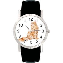 Maine Coon Cat Mens Ladies Water Resistant Genuine Leather Wrist Watch Sa2553