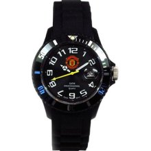 Manchester United Analogue Black Silicone Strap Mens Watch Ga2908-40