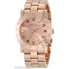 Marc Jacobs Ladies Amy Dexter Rose Gold Tone Crystal Stainless Watch Mbm3142