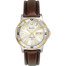 Men Bulova 98C71 Marine Star Marine Star Two Tone Dress Leather