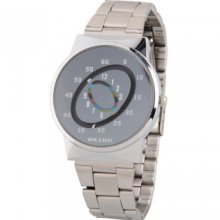 men gents quartz movement stainless steel band wristwatch wrist watch