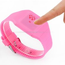 Men Lady Cool Pink Ultra Thin Led Digital Quartz Rubber Date Touch Screen Watch