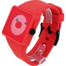 Men Nixon A116-200 Polycarbonate Case Newton Red Dial Silicone