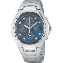 Men Seiko SNA065 Stainless Steel Alarm Chronograph Blue