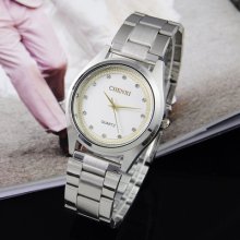 Men/women Lady Quartz Crystal Dial Wristwatch Fashion Stainless Steel For Lovers