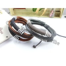 Men Women Unisex Colorful Rope Weaving Genuine Leather Bracelet 212