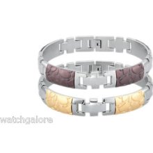 Men's 10in Stainless Steel Immerse Plated Rock Pattern Bracelet