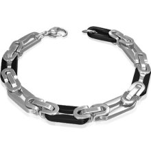 Mens 2 Tone Byzantine Link Bracelet Stainless Steel