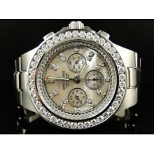 Mens Breitling Hercules Diamond Stainless Steel Band Watch 7.75 Ct