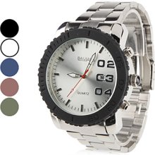 Men's Calendar Style Steel Quartz Analog Wrist Watch (Assorted Colors)