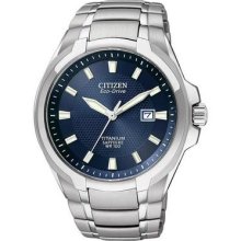 Men's Citizen Titanium Blue Dial Eco-drive Watch