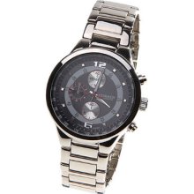 Mens Curren 8013 Stainless Quartz Watch Black Face & Chrome Finish 2 Arabic