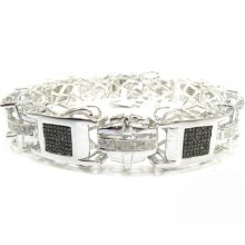 Mens Diamond 8.5inches 15mm Round Cut Sterling Silver Bracelet 2.95ct