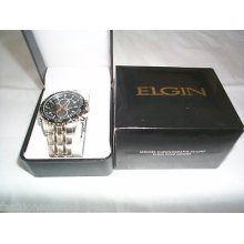 Mens Elgin Chronograph Silver Wrist Watch From Avon - In Box