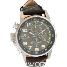 Men's Force Chronograph Stainless Steel Case Leather Bracelet Olive