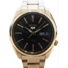 Men's Gold Tone Stainless Steel Case and Bracelet Automatic Black Tone Dial