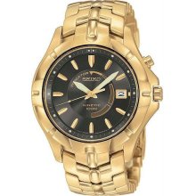 Men's Gold Tone Stainless Steel Kinetic Black Dial