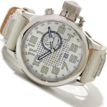 Mens Invicta 10553 Russian Diver Swiss Quartz Gmt White Distressed Leather Watch