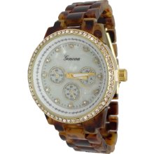 Mens Ladies Tortoise Gold Mother of Pearl Watch Chronograph Look Kors Style