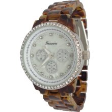 Mens Ladies Tortoise Silver Mother of Pearl Watch Chronograph Look Kors Style