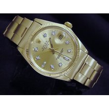 Mens Rolex 14k Yellow Gold Date President Watch Diamond