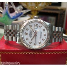 Mens Rolex Datejust Diamond Dial Stainless Steel Watch