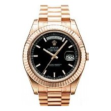 Men's Rolex Day-Date II 18kt Rose Gold Case & Bezel/Black Dial