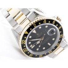 Men's Rolex Oyster Perpetual Submariner Watch 18k Yellow Gold Steel Blue Dial