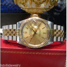 Mens Rolex Oyster Perpetual Datejust Two-tone Yellow Gold And Stainless Steel