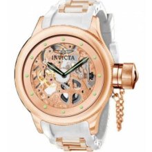 Men's Rose Gold Tone Stainless Steel Case Russian Diver Rose Gold Skeleton Dial