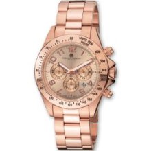 Mens Rose-Plated Rose Dial Chronograph Watch