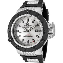 Men's Subaqua GMT Silver Dial Black Polyurethane & Stainless Stee ...