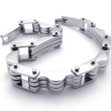 Mens Trendy Cool Fashion Stainless Steel Bracelet Silver Charm Bangle Chain