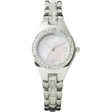 Merona Silver Glitz Mother Of Pearl Dial Watch