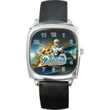 Miami Dolphins Unisex Silver-Tone Square Metal Watch 10