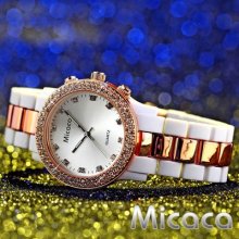 Micaca Bling Crystal Lady Soft-touch Plastic Bracelet Quartz Wrist Watch Usts