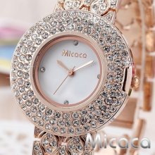 Micaca Lady Women Crystal Bracelet Quartz Rose Gold Band Dress Watch Dailyetrade