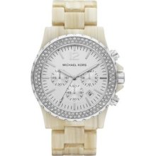 Michael Kors Madison Horn Crystals Bezel Chronograph Womens Watch Mk5598