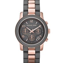 Michael Kors Rose Gold and Grey Silicone Runway Women's Watch MK5465