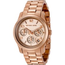 Michael Kors Watches Women's Chronograph Rose Gold Tone Dial and Brace