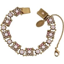 Michal Negrin Lofty Bracelet W Floral Elements & Light Pink Beige Ivory Crystals