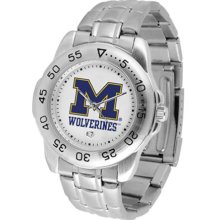 Michigan Wolverines UM Mens Sports Steel Watch