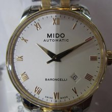 Mido Baroncelli Men's Watch Automatic Sapphire All Staimnless S Two Tone Swiss