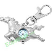 Mini Blue Dial Quartz Watch Clock + Key Ring Running Horse